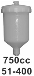 C.A. Technologies 750 cc plastic gravity cup with M16 x 1.5 female connection